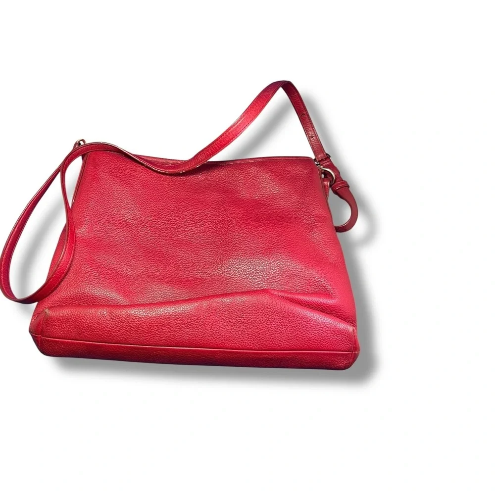 Coach Red Pebbled Leather Crossbody Bag F37321 Adjustable Strap Shoulder Purse